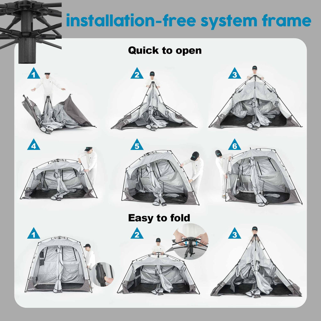 Portable Camping Shower Tent Deluxe Changing Room Easy Set Up Privacy Shelter,Large Toilet Tent 2 Rooms With Floor Drain Design