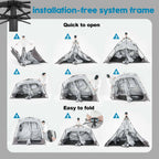 Portable Camping Shower Tent Deluxe Changing Room Easy Set Up Privacy Shelter,Large Toilet Tent 2 Rooms With Floor Drain Design