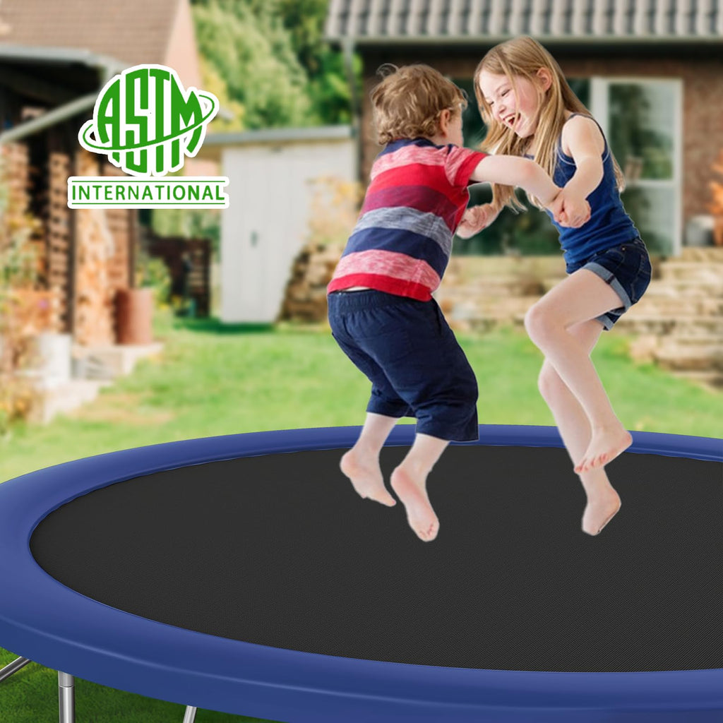 Lyromix 14FT Trampoline with Slide and Swings, Large Outdoor Trampoline with Basketball Hoop, Ladder, Light and Net, Capacity fo