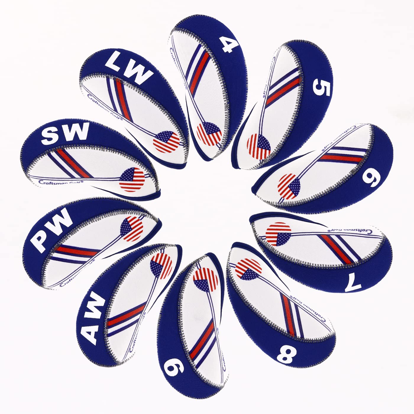 Craftsman Golf Wider Openings Us Flag Neoprene Golf Club Head Cover Wedge Iron Protective Headcover For Most Brand Standard Iron