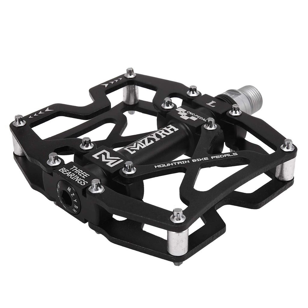 Mzyrh Mountain Bike Pedals, Ultra Strong Colorful Cnc Machined 9/16'' Cycling Sealed 3 Bearing Pedals(Black 3 Bearings)