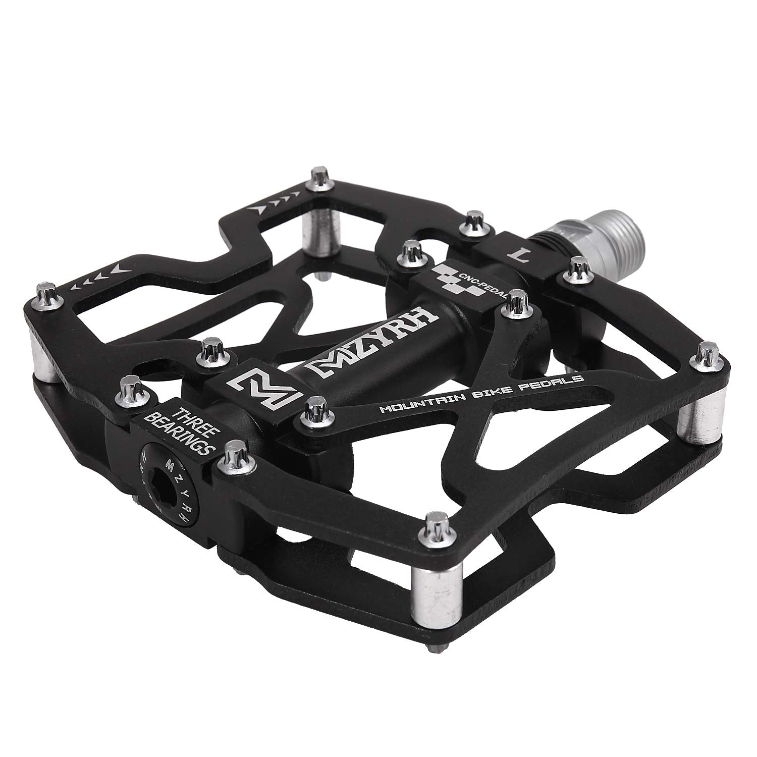Mzyrh Mountain Bike Pedals, Ultra Strong Colorful Cnc Machined 9/16'' Cycling Sealed 3 Bearing Pedals(Black 3 Bearings)