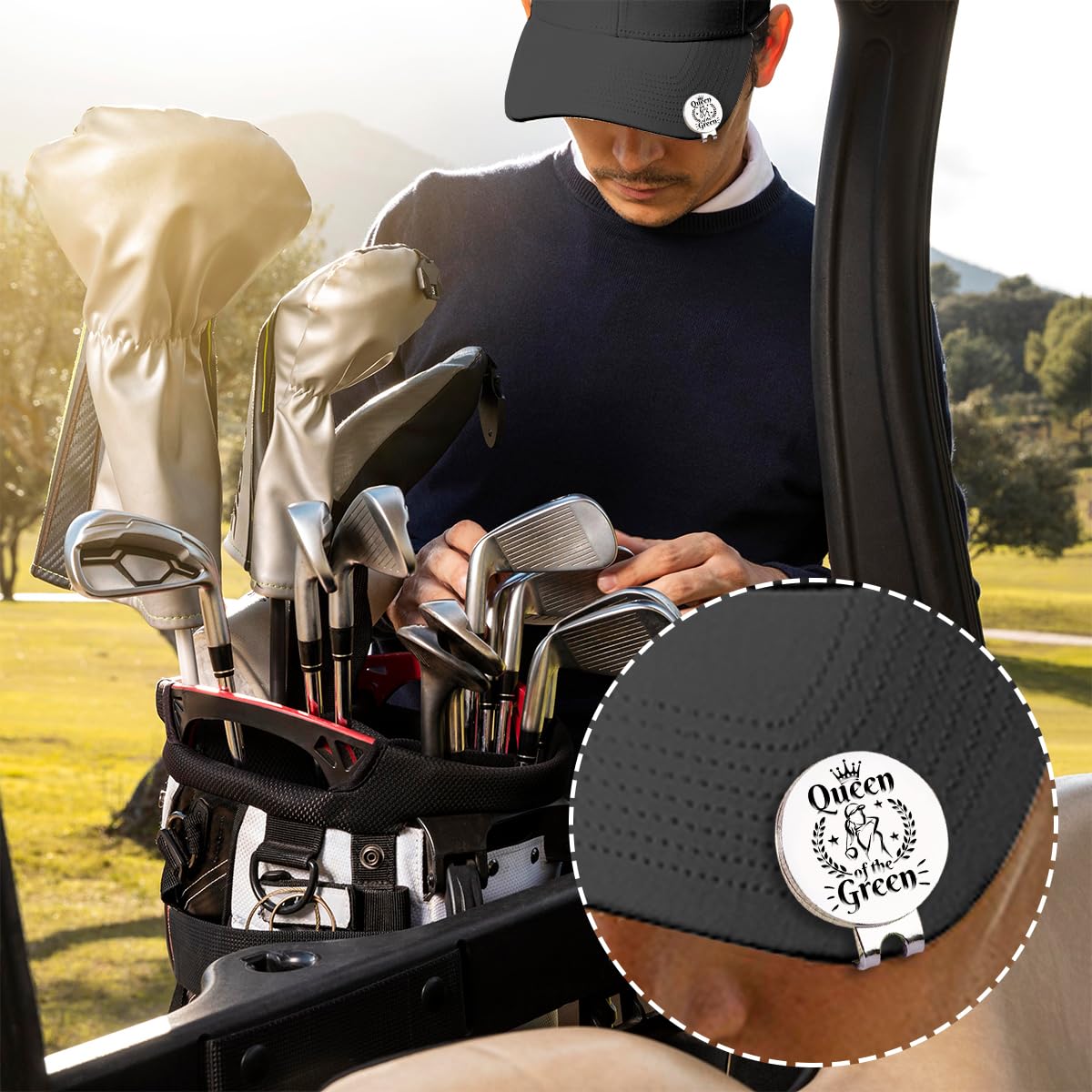 Hafhue Queen Of The Green Golf Ball Marker With Magnetic Hat Clip, Funny Golf Accessories And Golf Gifts For Women Her Mom Wife
