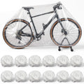 BBTO 12 Pcs Disposable Bike Covers Clear PE Lightweight Rain Outdoor Waterproof Bicycle Dust Covers for Garage Indoor Storage El