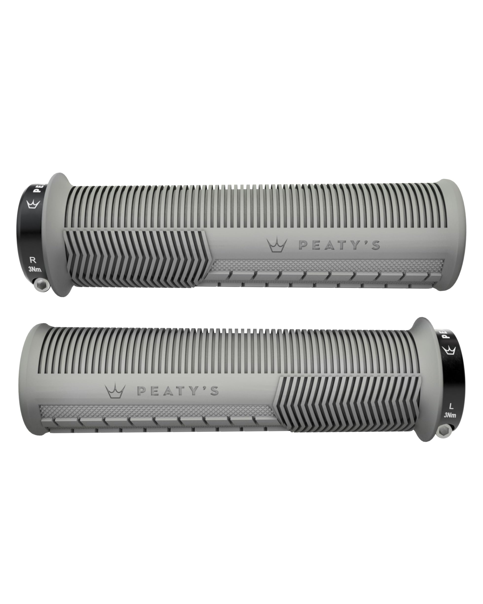 Peatys Monarch Bicycle Grips - Mushroom/Slate/Thick - Trail Comfort, Durable, Ergonomic Finger Bar, Thumb Pad, All Day Riding, 