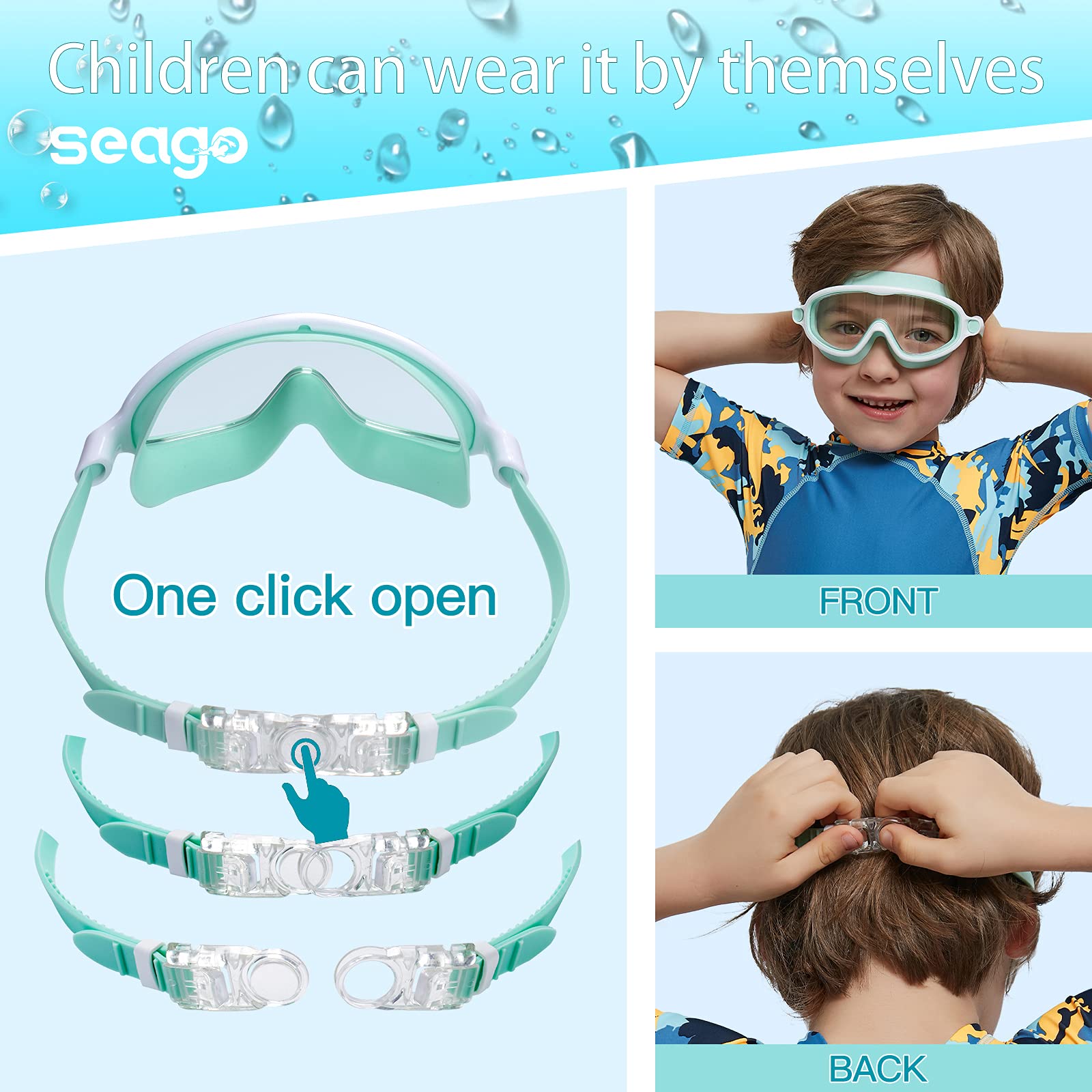Seago Swim Goggles 2 Pack Anti-Fog Anti-Uv Wide View Swimming Goggles With Uv Protection|Adjustable|Anti Fog For Kids 3-15, Ligh