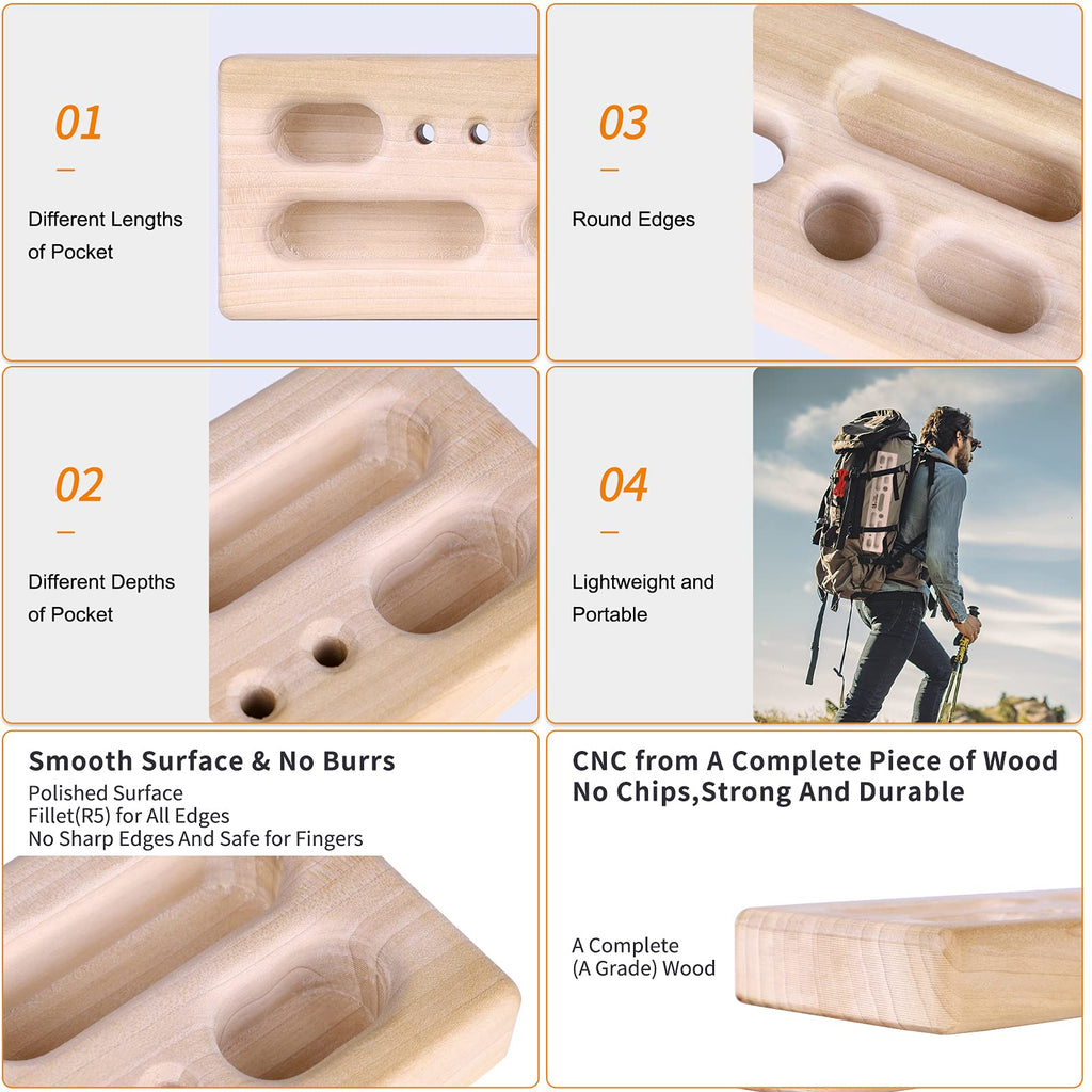 Two Stones Portable Fingerboard As Rock Climbing Training Boards With Edges And Pockets, Portable Climbing Hangboard As Rock Cli