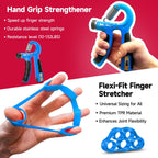 Fitbeast Hand Grippers Adjustable Strengthener Workout Kit Forearm Strengthener With Counters Finger Exerciser - 5 Pack, Sky Blu