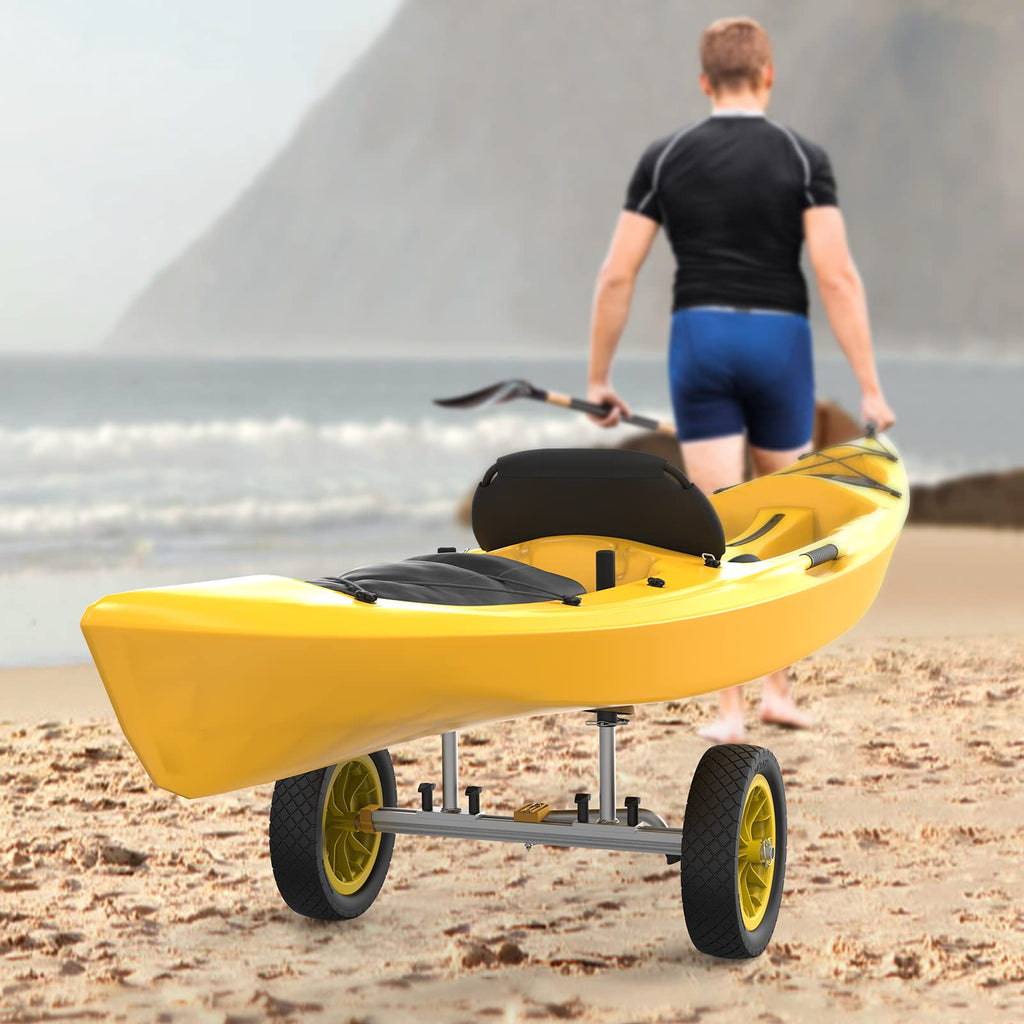 Bonnlo Kayak Cart Dolly Plug-In Kayak Wheels Width Adjustable 6.3''-18.7'' Detachable Canoe Cart 1'' Diameter Posts With 12'' So