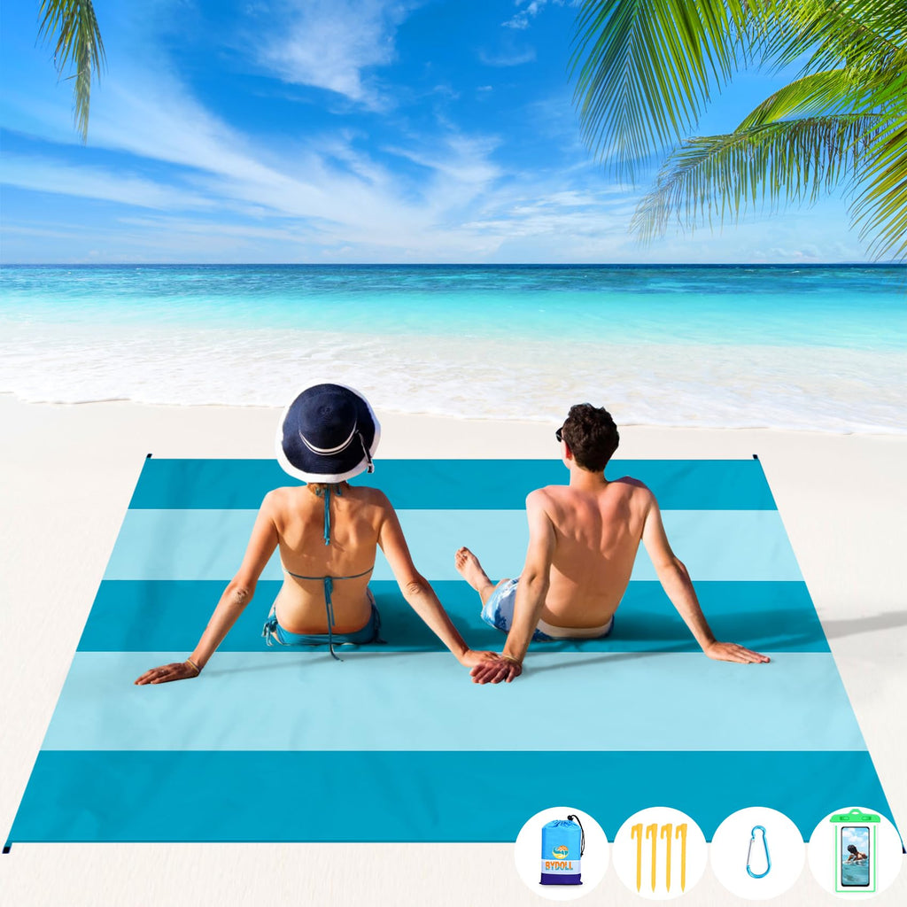 Bydoll Beach Blanket 78''X81'' Waterproof Sandproof Suits1-4 Adults Oversized Lightweight Large Blanket Picnic Mat For Beach San