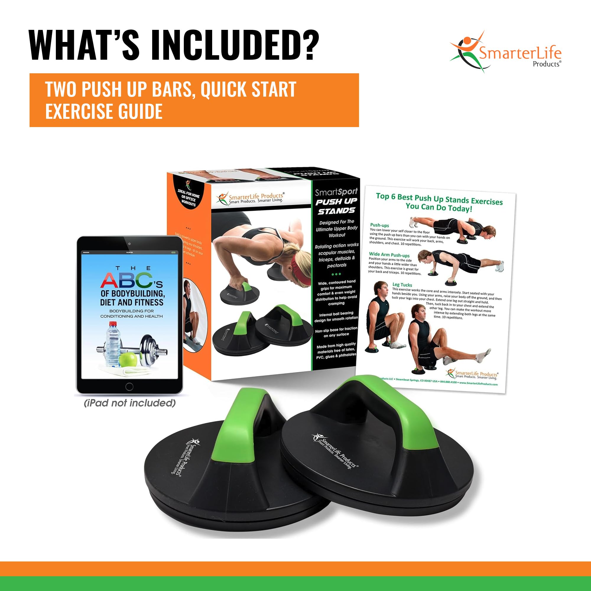 Smarterlife Push Up Bar Set, Pushup Handles For Floor Rotate To Prevent Wrist And Elbow Strain, Wide Grips And Non Slip Pads Are