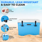 Serenelife 25 Quart Portable Cooler Box - Lightweight Heavy-Duty Travel Ice Cooler With 2-Way Handles, Drain - 5 Days Ice Retent