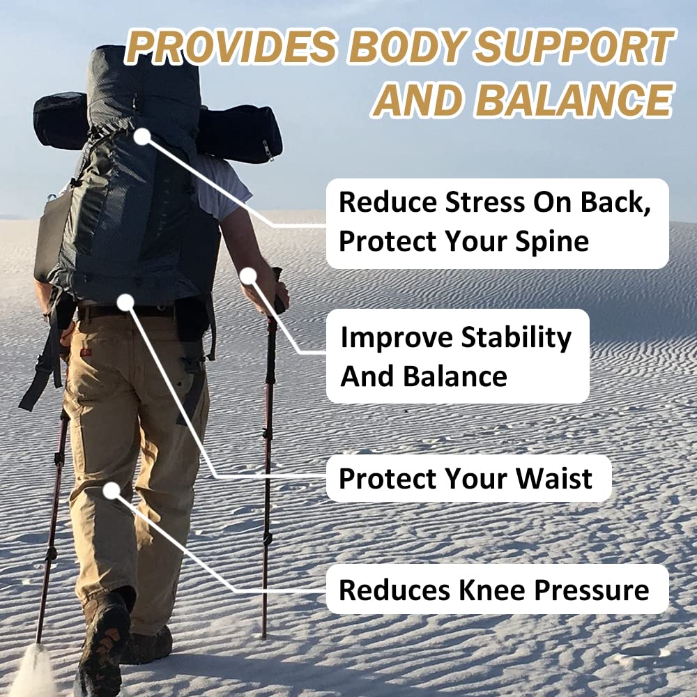 Carbon Fiber Trekking Poles -Ayamaya Collapsible Lightweight Hiking Walking Sticks With Natural Cork Grips, Quick Locks 4 Season