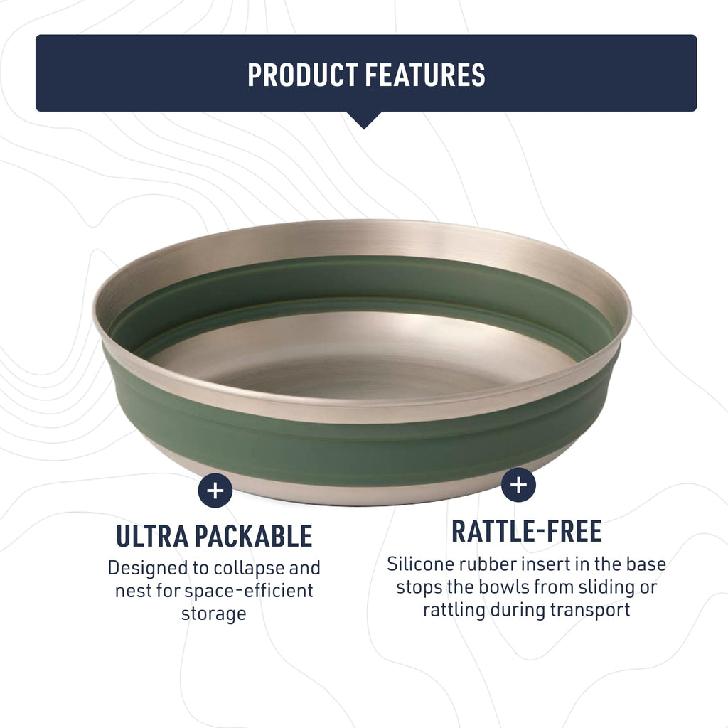 Sea To Summit Detour Stainless Steel Collapsible Bowl, Medium (22 Fl Oz), Moonstruck Grey
