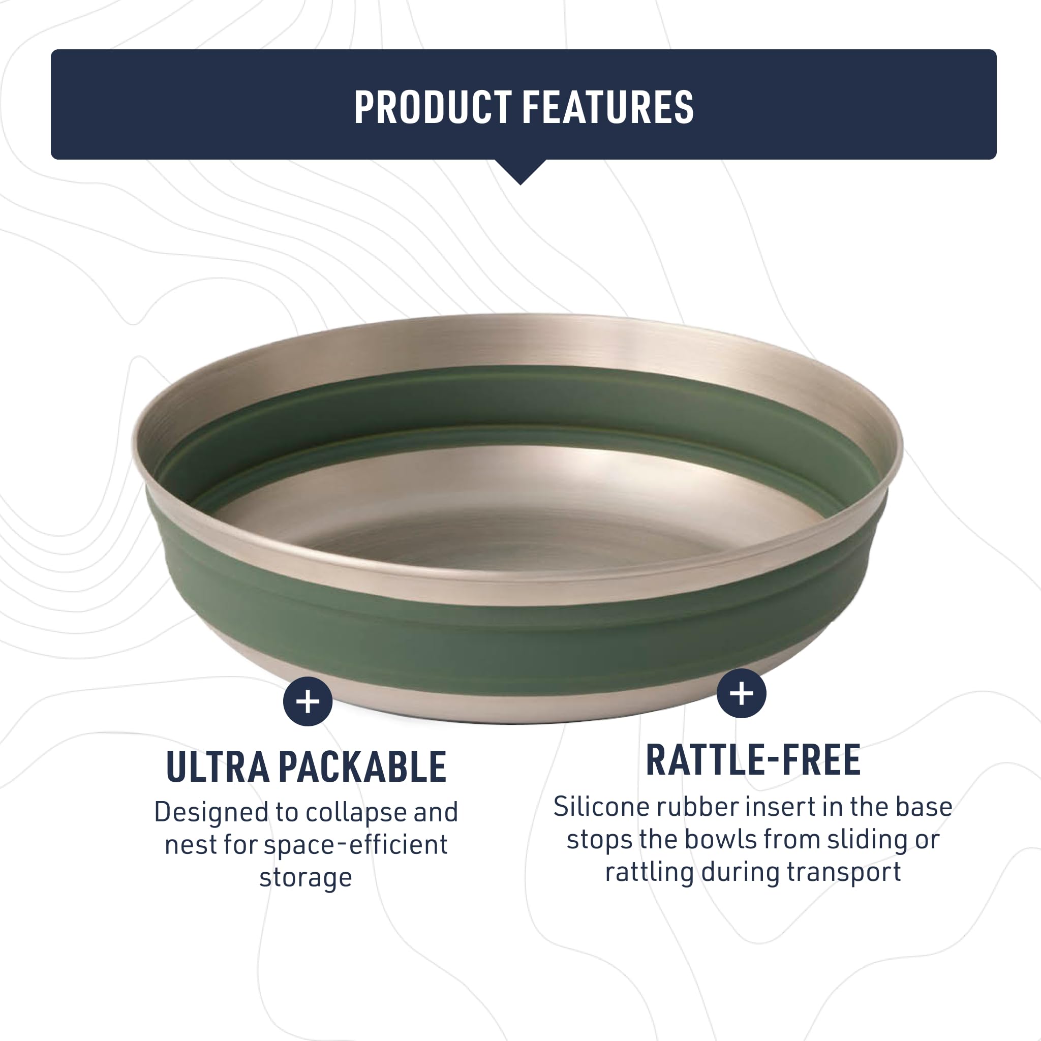 Sea To Summit Detour Stainless Steel Collapsible Bowl, Medium (22 Fl Oz), Moonstruck Grey