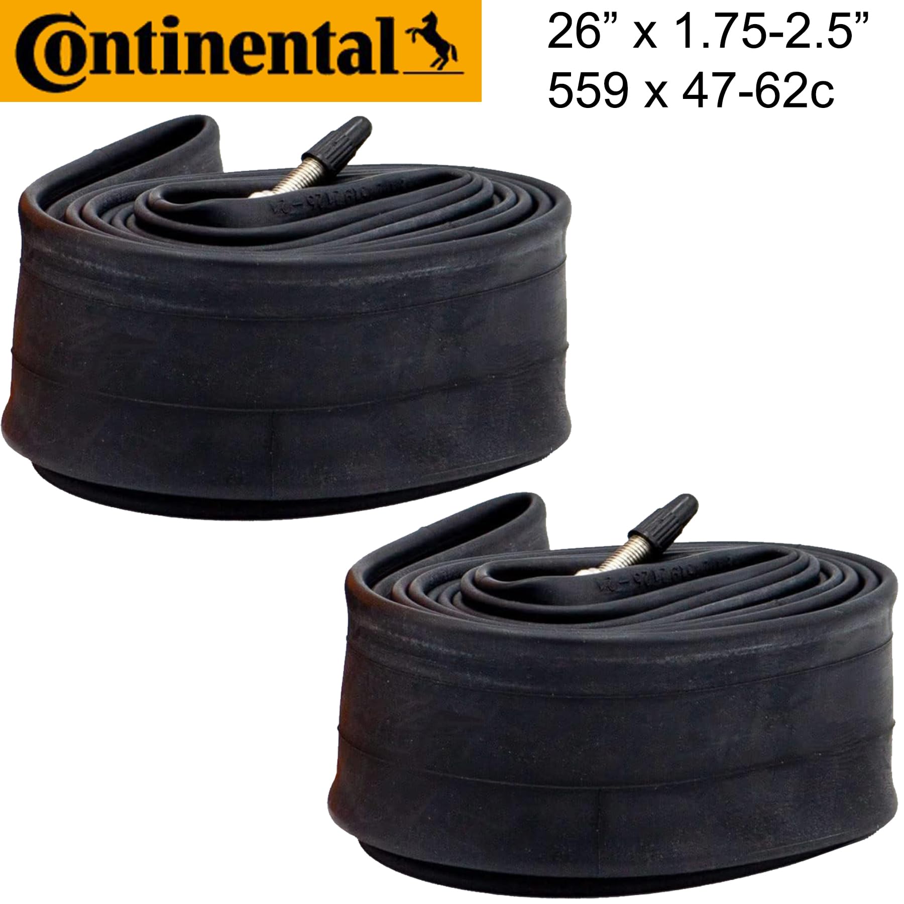 Continental Mtb 26X1.75-2.5'' / 559X47-62C Inner Tubes - 42Mm Presta Valve (Pack Of 2 Bulk)