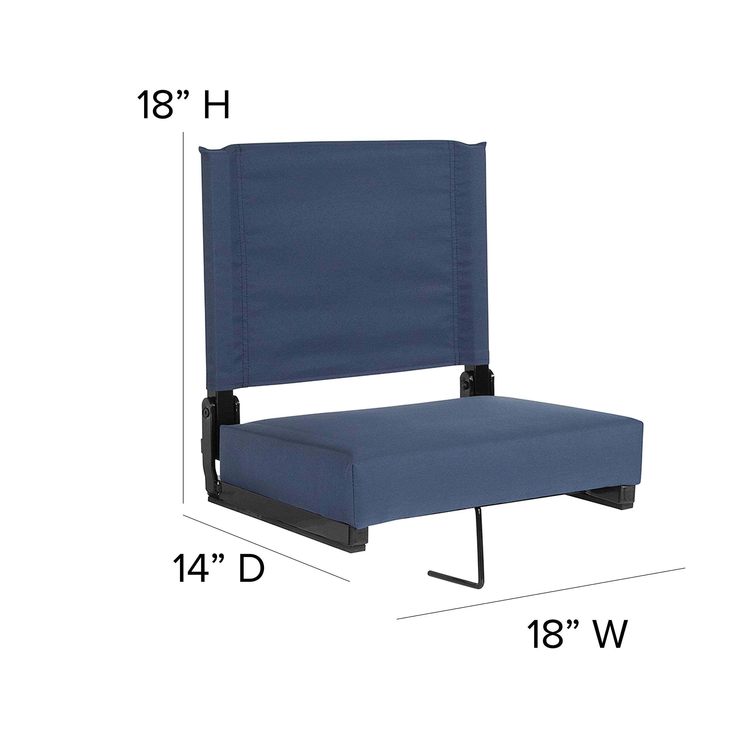 Flash Furniture Grandstand Comfort Seats By Flash - Navy Blue Stadium Chair - 2 Pack 500 Lb Rated Folding Chair - Carry Handle -