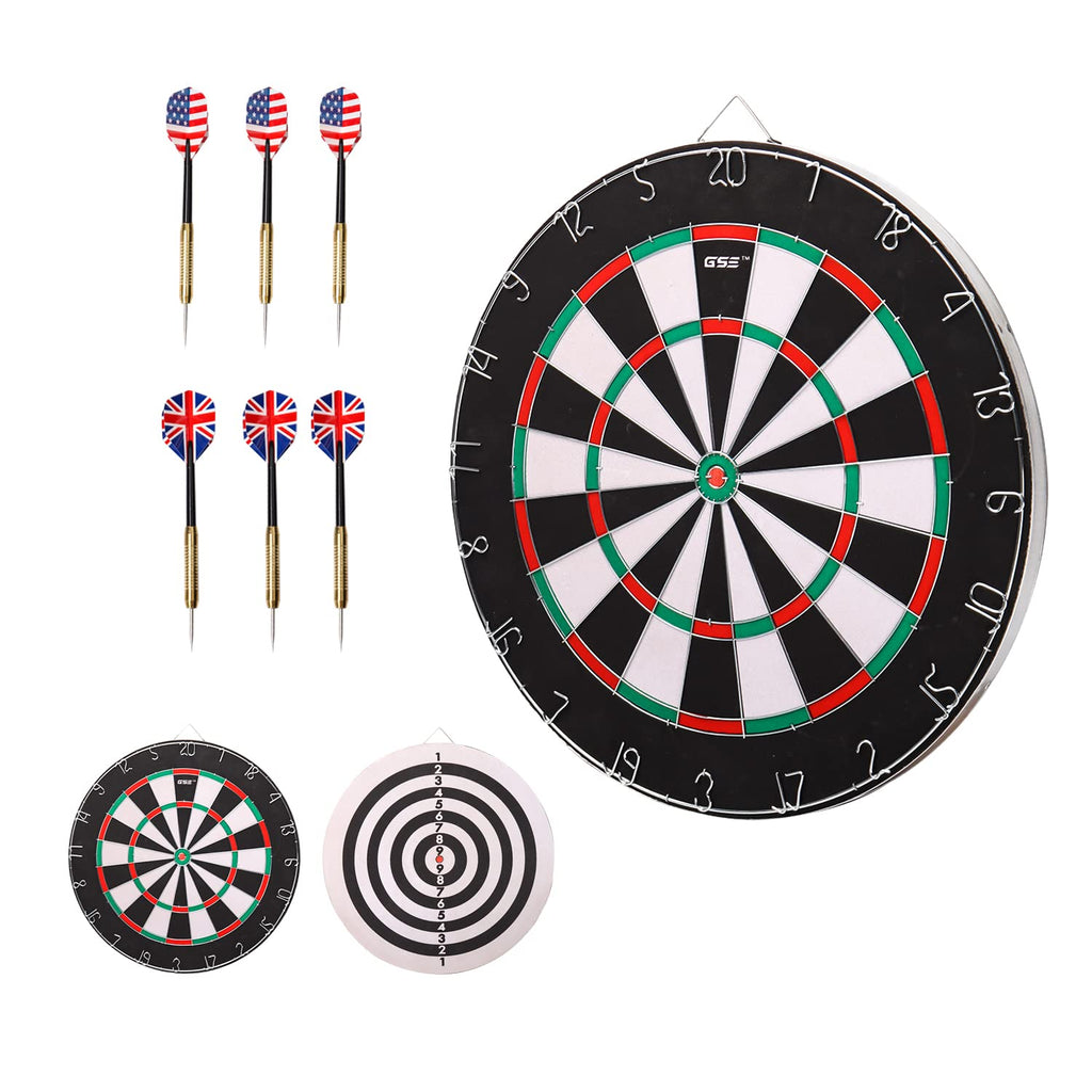 Gse 18''X1'' 2-In-1 Flocking Dartboard Game Set With Six 17G Steel Tip Darts. Bullseye And Dart Board Games Set