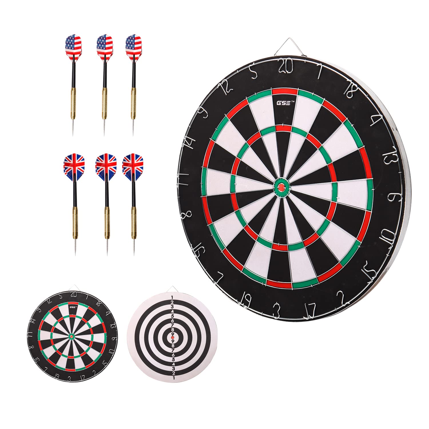 Gse 18''X1'' 2-In-1 Flocking Dartboard Game Set With Six 17G Steel Tip Darts. Bullseye And Dart Board Games Set