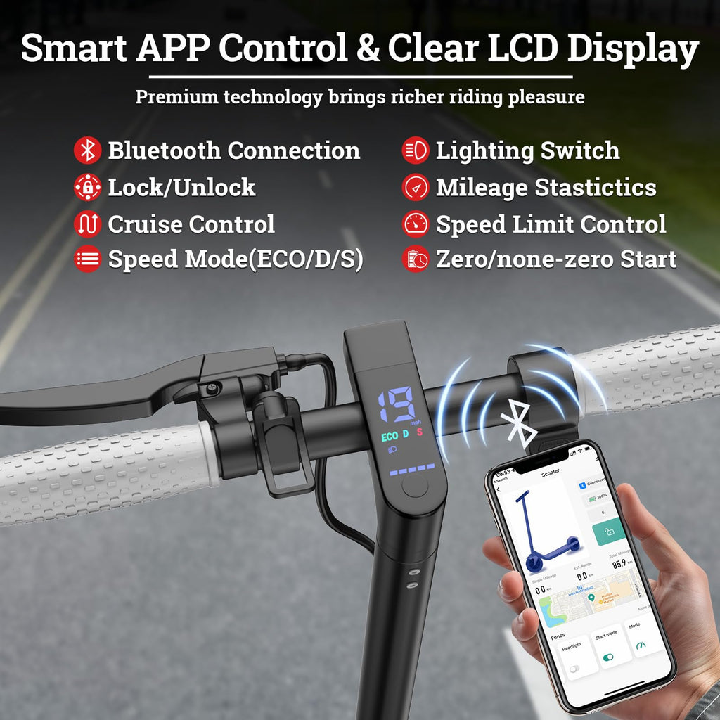Qlaway Electric Scooter - Top Speed 19 MPH, Max 15 Miles Ranges, 8.5 Solid Tire, Powerful 350W Motor, Load 264LBS, Aluminum Allo