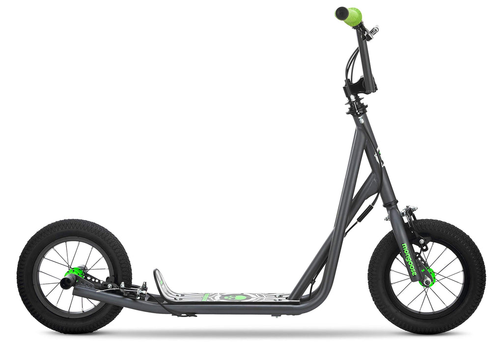 Mongoose Expo Scooter, Ages 6+, 12-Inch Air-Filled Wheels, BMX-Style Handlebars, Steel Frame, Wide Foot Deck, Axle Pegs, Freesty