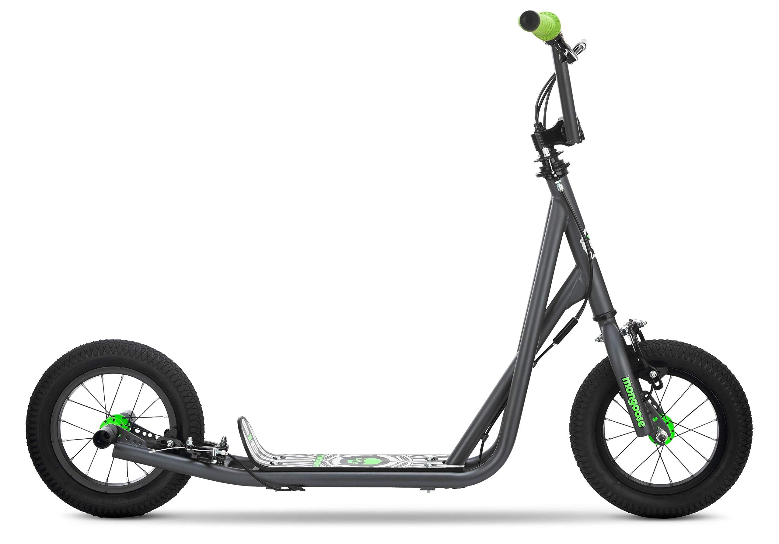 Mongoose Expo Scooter, Ages 6+, 12-Inch Air-Filled Wheels, BMX-Style Handlebars, Steel Frame, Wide Foot Deck, Axle Pegs, Freesty