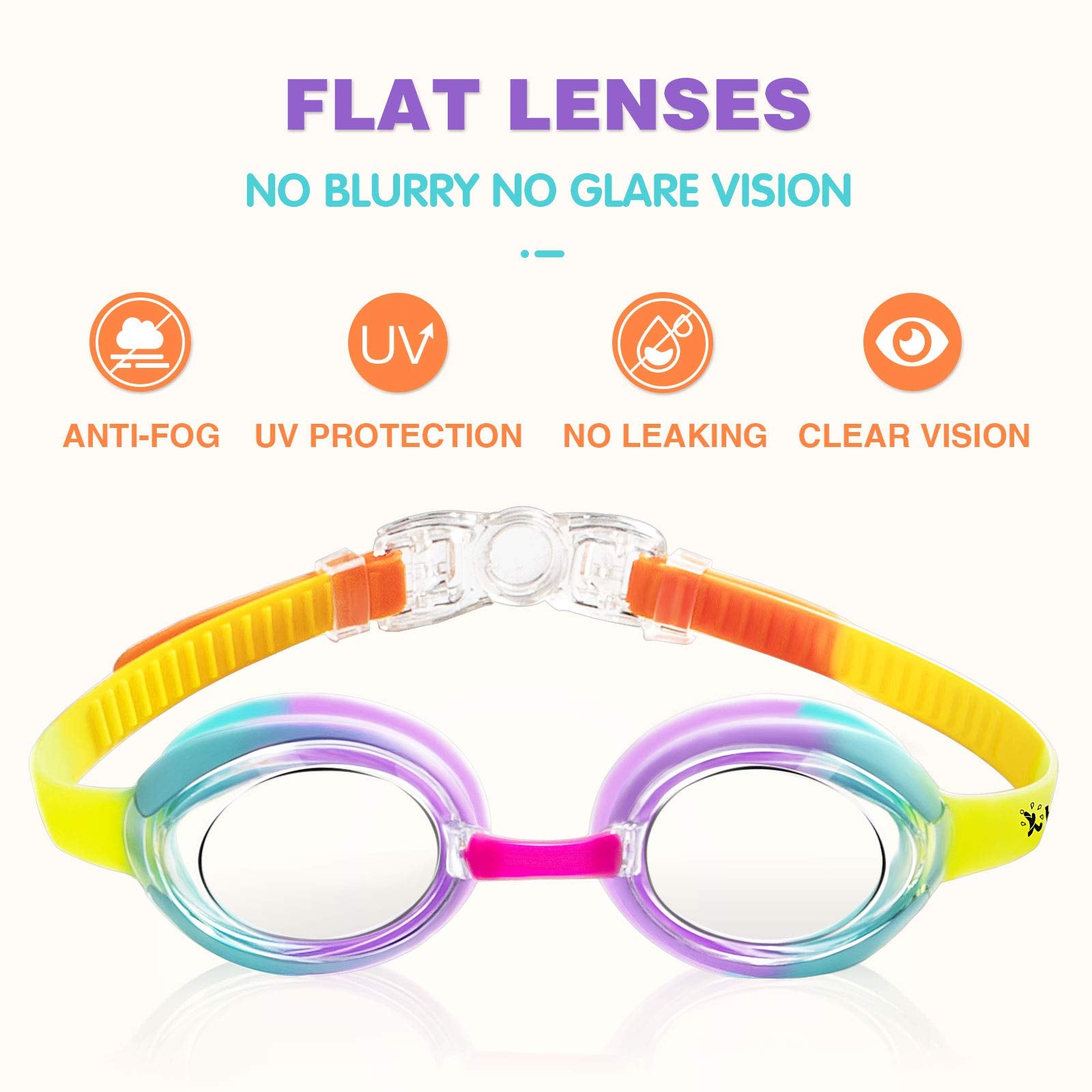 Keary 2 Pack Kids Swim Goggles Swimming Goggles For Toddler Children Girls Boys Youth, Anti-Fog Waterproof Uv Protection Crystal