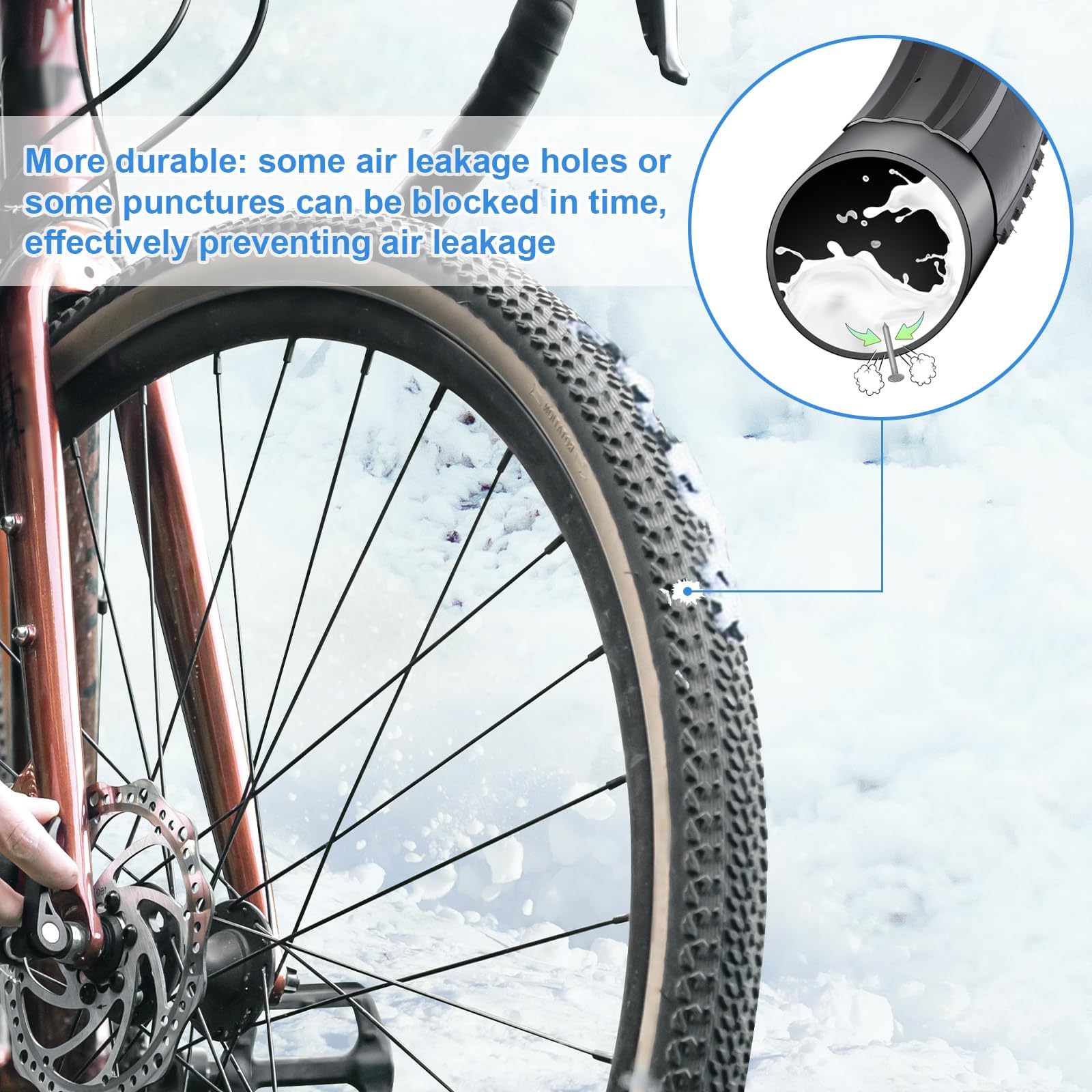 2 Pcs 700C Self Sealing Bike Tubes 700X35/43C Av48 Schrader Valve Automatic Repair