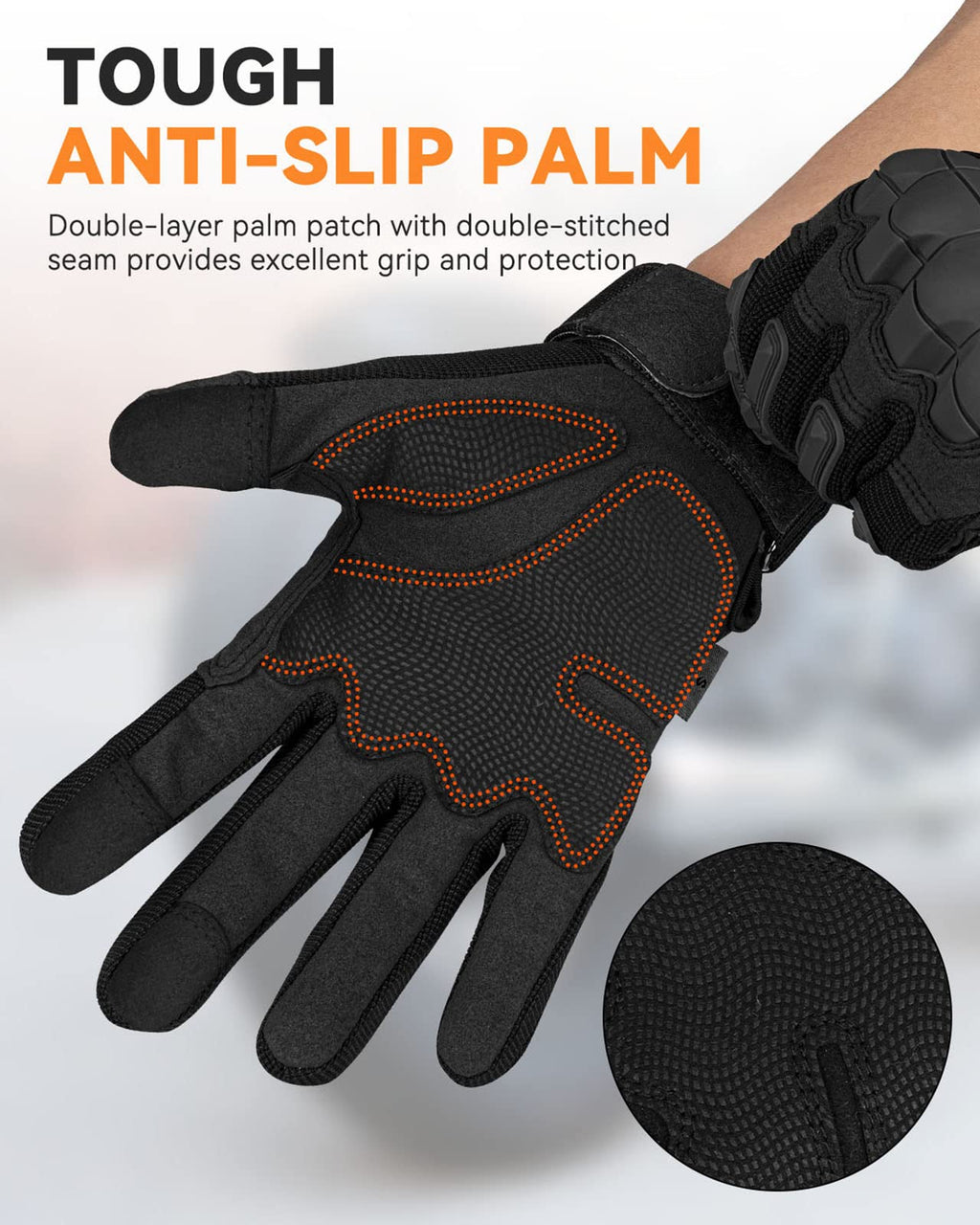 KUMGIM Outdoor Touchscreen Gloves for Work Motorcycle Climbing Hiking Black