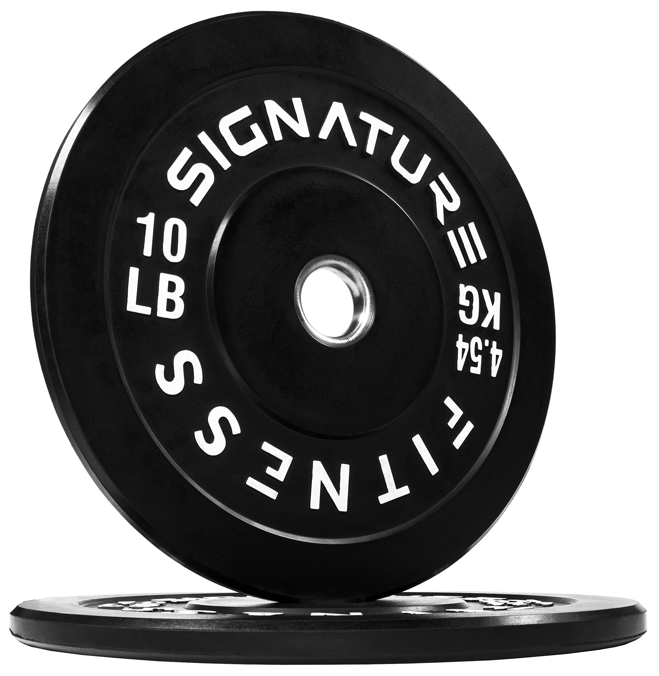 Fitvids 2'' Olympic Bumper Plate Weight Plates With Steel Hub, 10Lb, Pair, Black, Updated