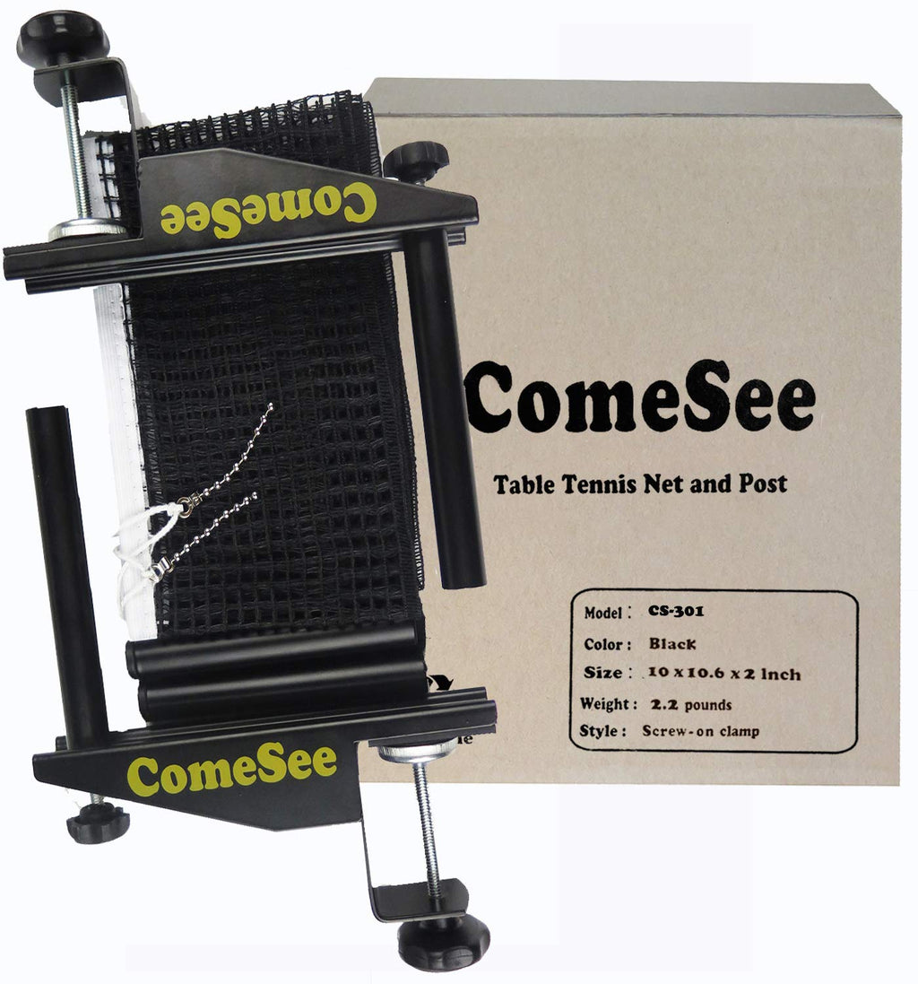 Comesee Professional Table Tennis Ping Pong Net Post Set Strength Screw Clamp With Net Clip Insert, 1.5 Inch Width Grip Holder,