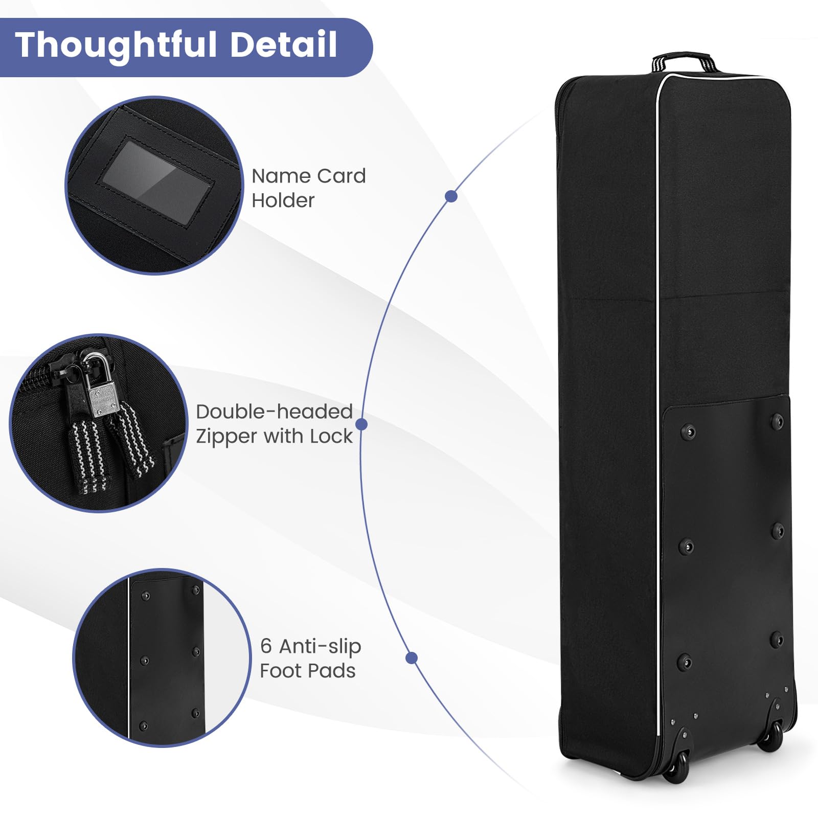 Goplus Golf Travel Bag With Wheels, Portable Golf Club Travel Bag With 3 Pull Handles, Smooth Zipper, Name Card Holder, Anti-Sli