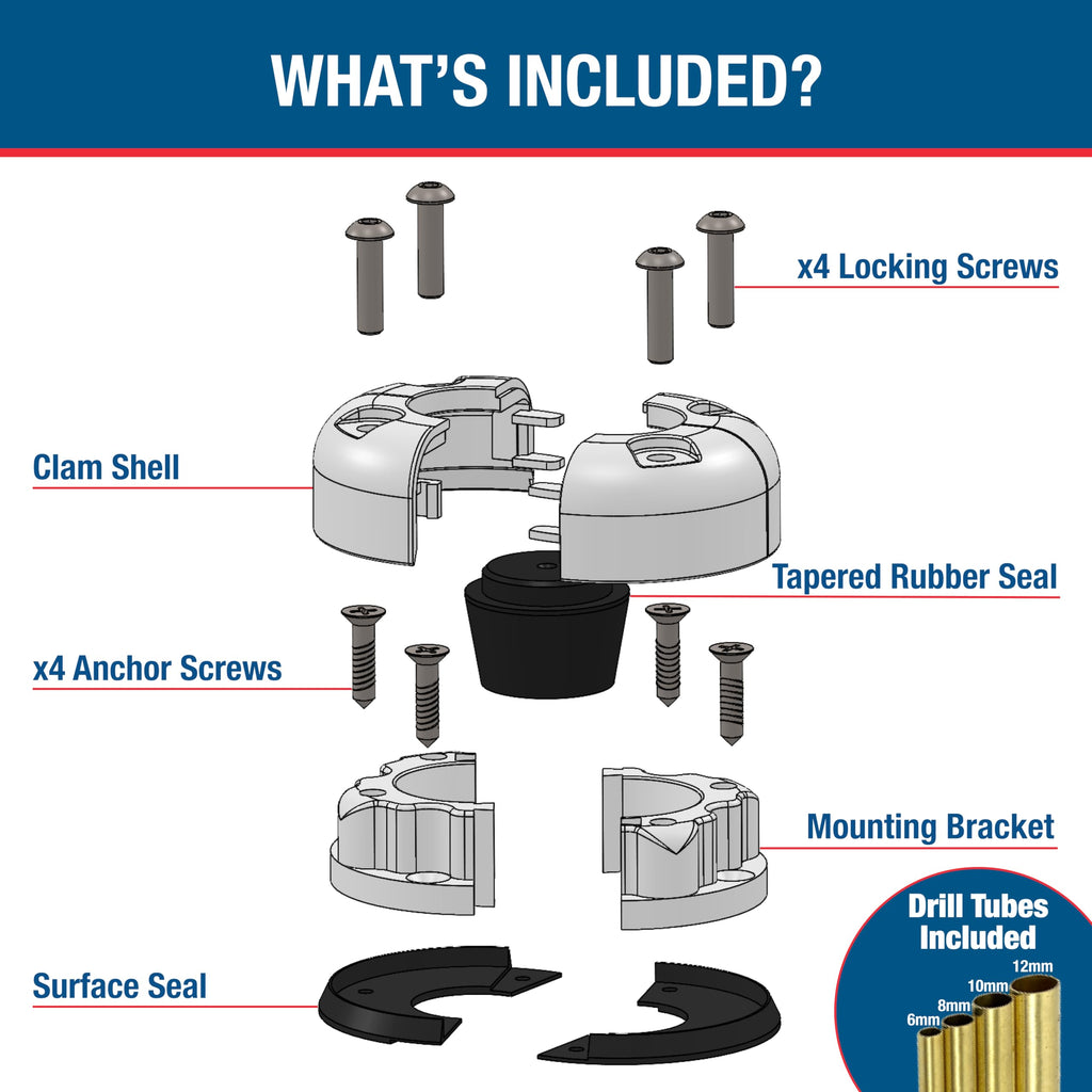 Seaview | Retro Fit Cable Gland | Marine Grade Waterproof Cable Pass Through Cable Seal | Cg30Pg2 - Grey Plastic