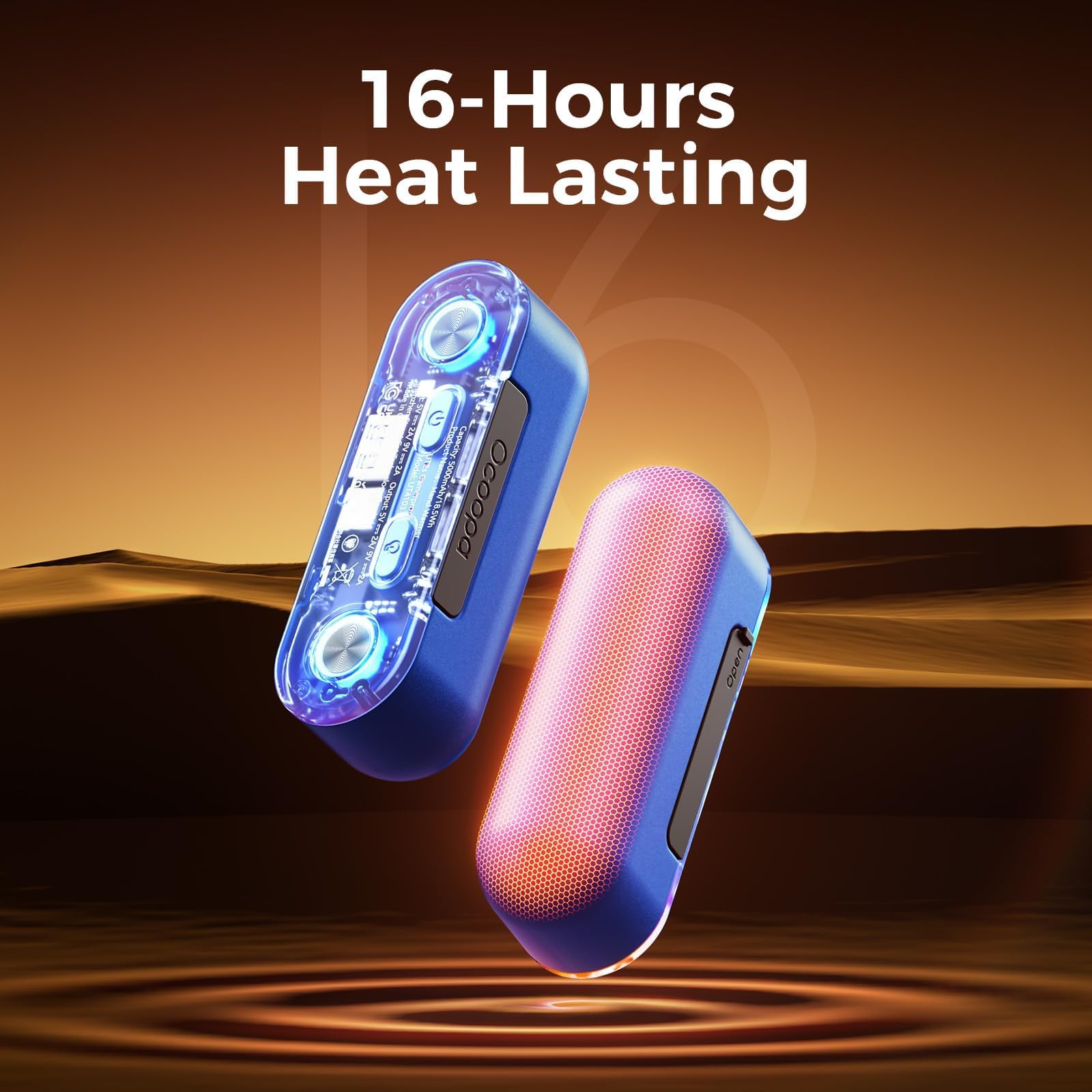 Ocoopa Magnetic Rechargeable Hand Warmers 2 Pack With 18W Fast Charging And Changing Seven Color Rgb Lights 10,000 Mah Portable