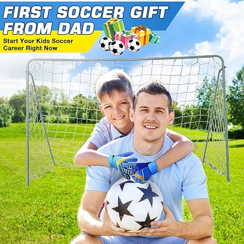 Jalunth Soccer Goalkeeper Goalie Gloves Kids Youth Goal Keeper Field Player Glove Boys Girls Ages 7-8 Years Old Anti-Slip Latex