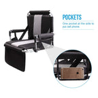 Alpha Camp Stadium Seat Chair For Bleachers With Back & Arm Rest (Black Grey)