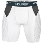 Youper Youth Elite Compression Padded Sliding Shorts W/Cup Pocket For Baseball, Football (White, Large)