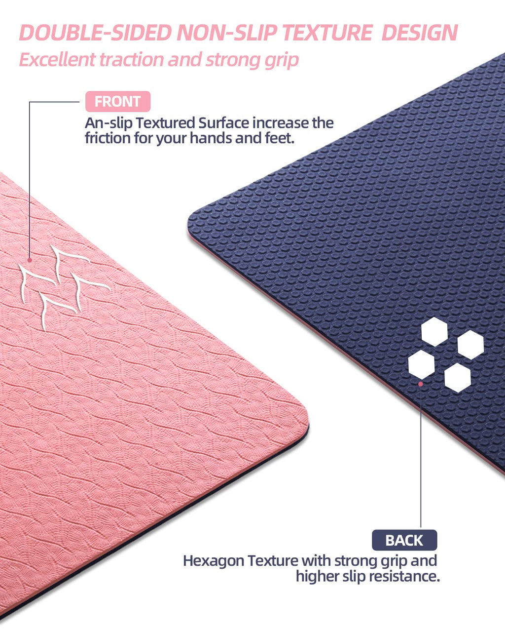 Coolmoon 1/4 Inch Extra Thick Yoga Mat Double-Sided Non Slip,Yoga Mat For Women And Men,Fitness Mats With Carrying Strap,Eco Fri