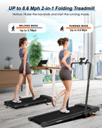 Lichico Treadmill With Incline Walking Pad Under Desk For Home And Office, 8.7Mph Compact Portable Folding Treadmill With Handle