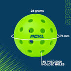 Pckl Optic Speed Pickleball Balls  Indoor & Outdoor  4 Pack Of Balls  Built To Usapa Specifications (Outdoor Neon Green)