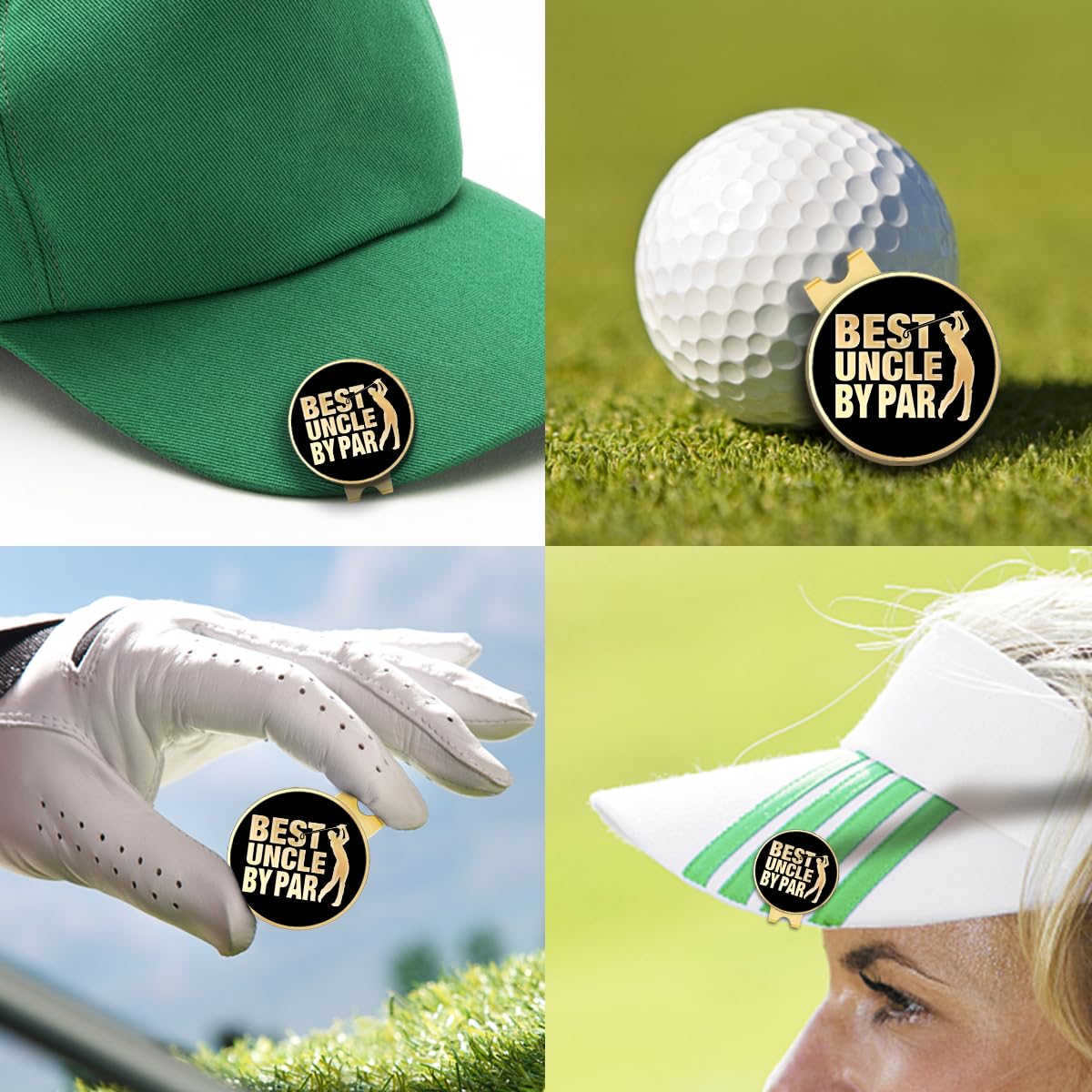 Geygie Best Uncle By Par Black Gold Golf Ball Marker With Magnetic Hat Clip, Funny Golf Gifts And Accessories For Men Uncle, Bir