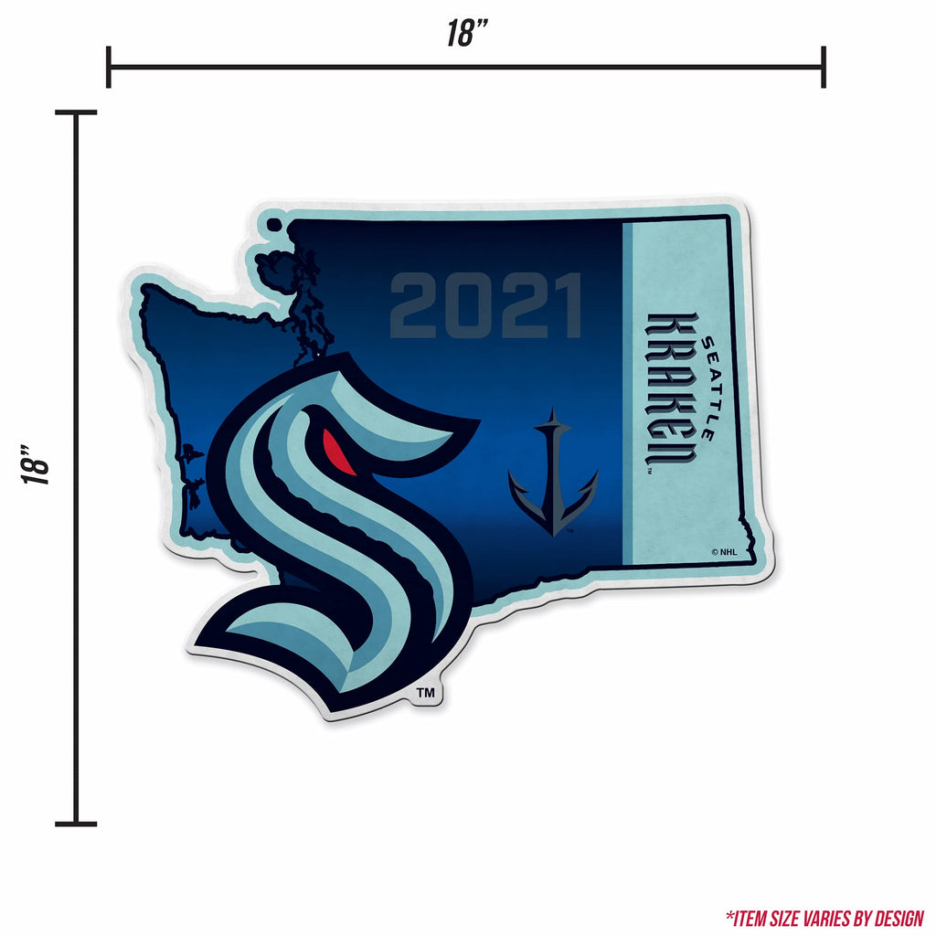 Rico Industries Nhl Hockey Seattle Kraken State Shape Shape Cut Pennant - Home And Living Room D  Cor - Soft Felt Ez To Hang