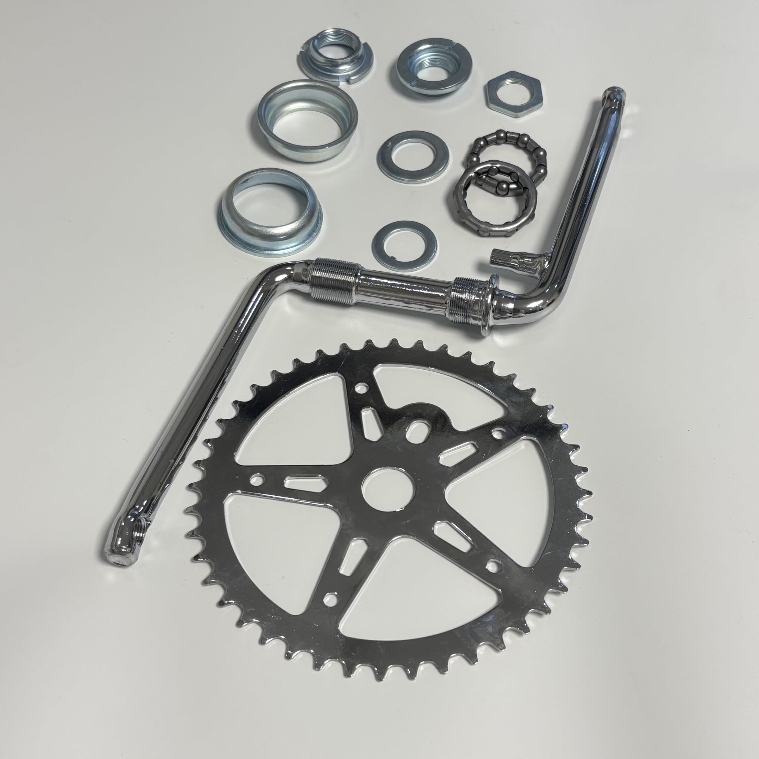 XYAUTO 2    Cup Bike Bottom Wide Pedal Crank Kit 44T Sprocket 165mm Crank Arm, One-Piece Bicycle Crank Kit for Bicycle/Motorized