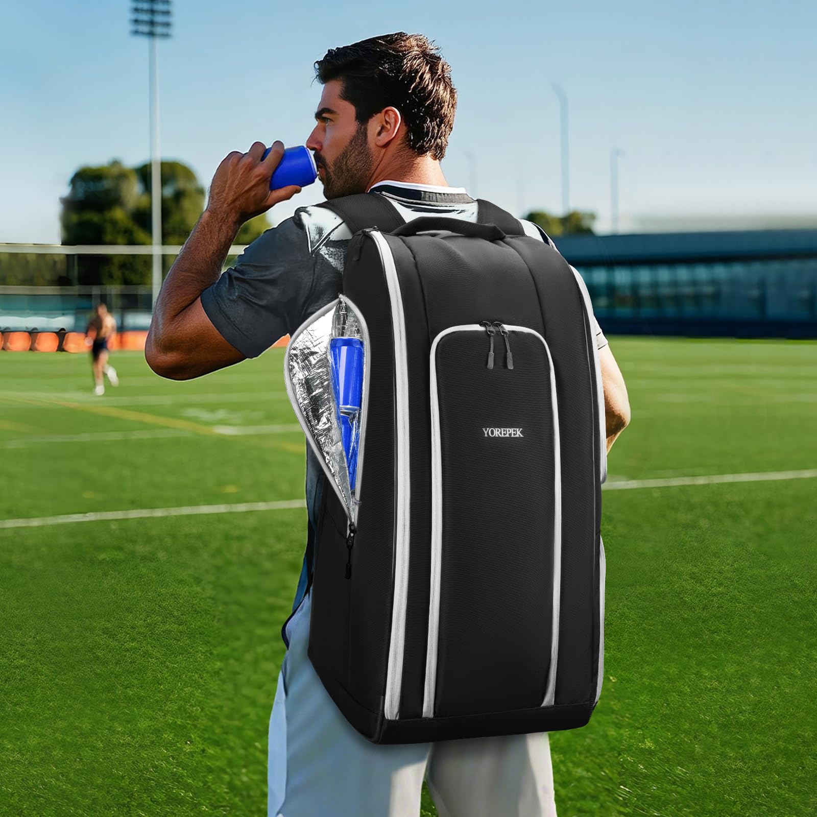 Yorepek Football Bag For Equipment, Large Football Backpack, Duffle Bag For Shoulder Pads & Shoes Compartment,Baseball,Basketbal