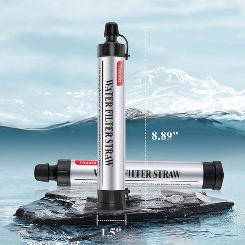 2 Pack Timain 4-Stage Filtration,High Flow Rate Water Filter Straw,Water Purifier Survival For Emergency Kits,Travel,Camping, Hi