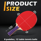 Outus 4 Set Portable Table Tennis Set Table Tennis Paddle Kit 8 Table Tennis Paddles And 12 Balls Table Tennis Racket Player Set