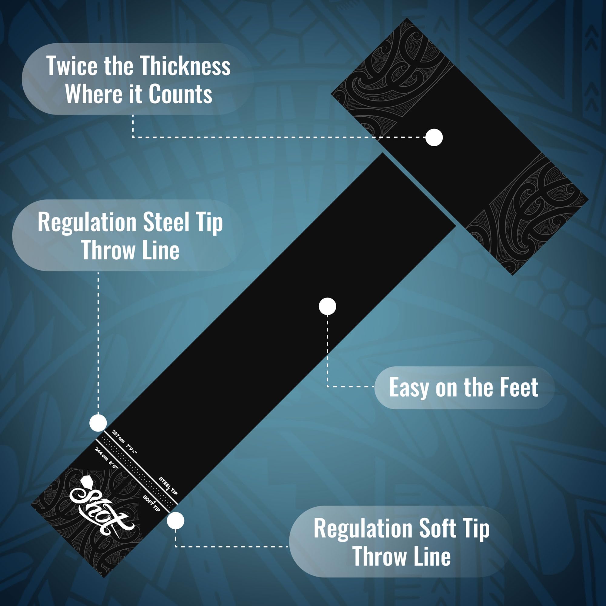 Shot Darts Heavy Duty Dart Mat, Professional T Dart Mat - Dart Points And Flooring Protector (8.7 Kg), Made In New Zealand, Non-