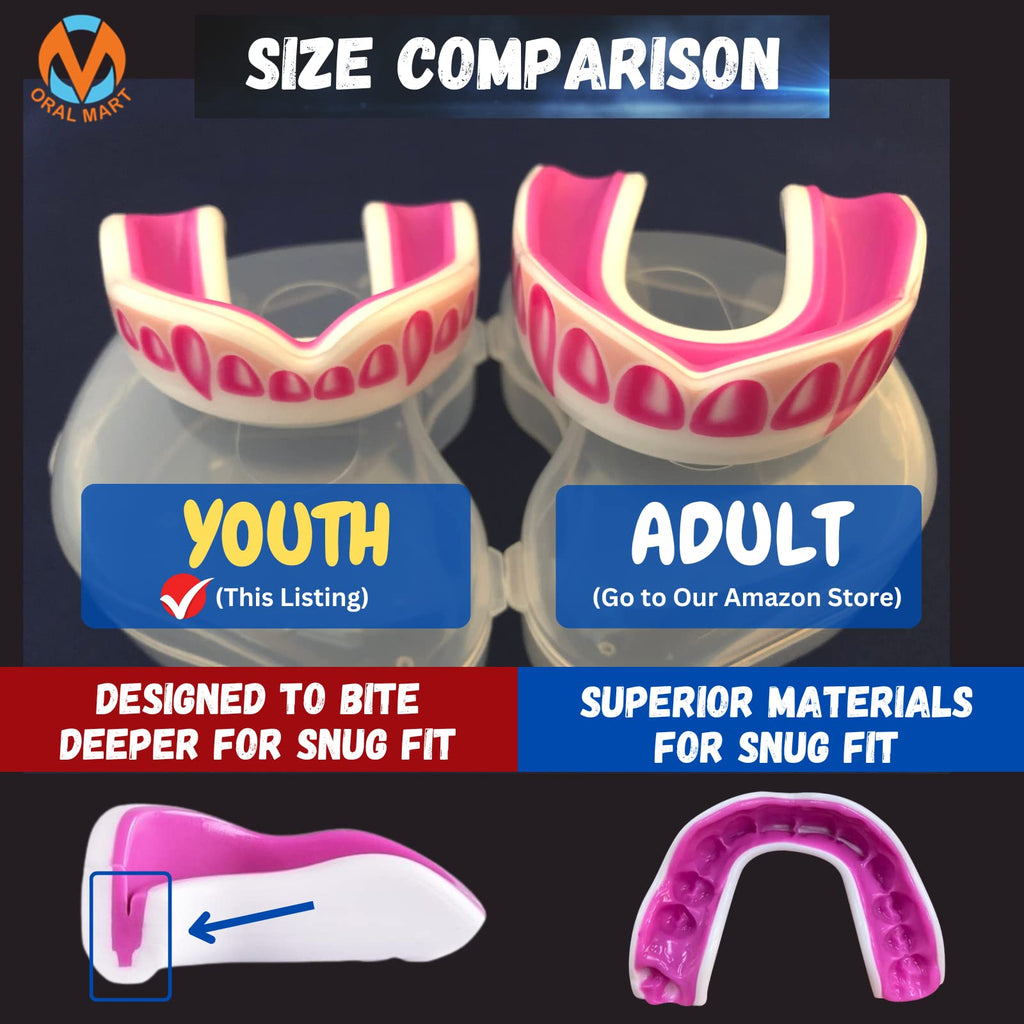 Oral Mart White/Pink Youth Vampire Fangs Mouth Guard For Kids - Youth Mouthguard For Karate, Football, Martial Arts, Taekwondo,