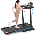 Treadmill with Desk Workstation & Adjustable Height, 300 LBS Weight Capacity, Folding Treadmill with 3 Level Incline, Bluetooth 