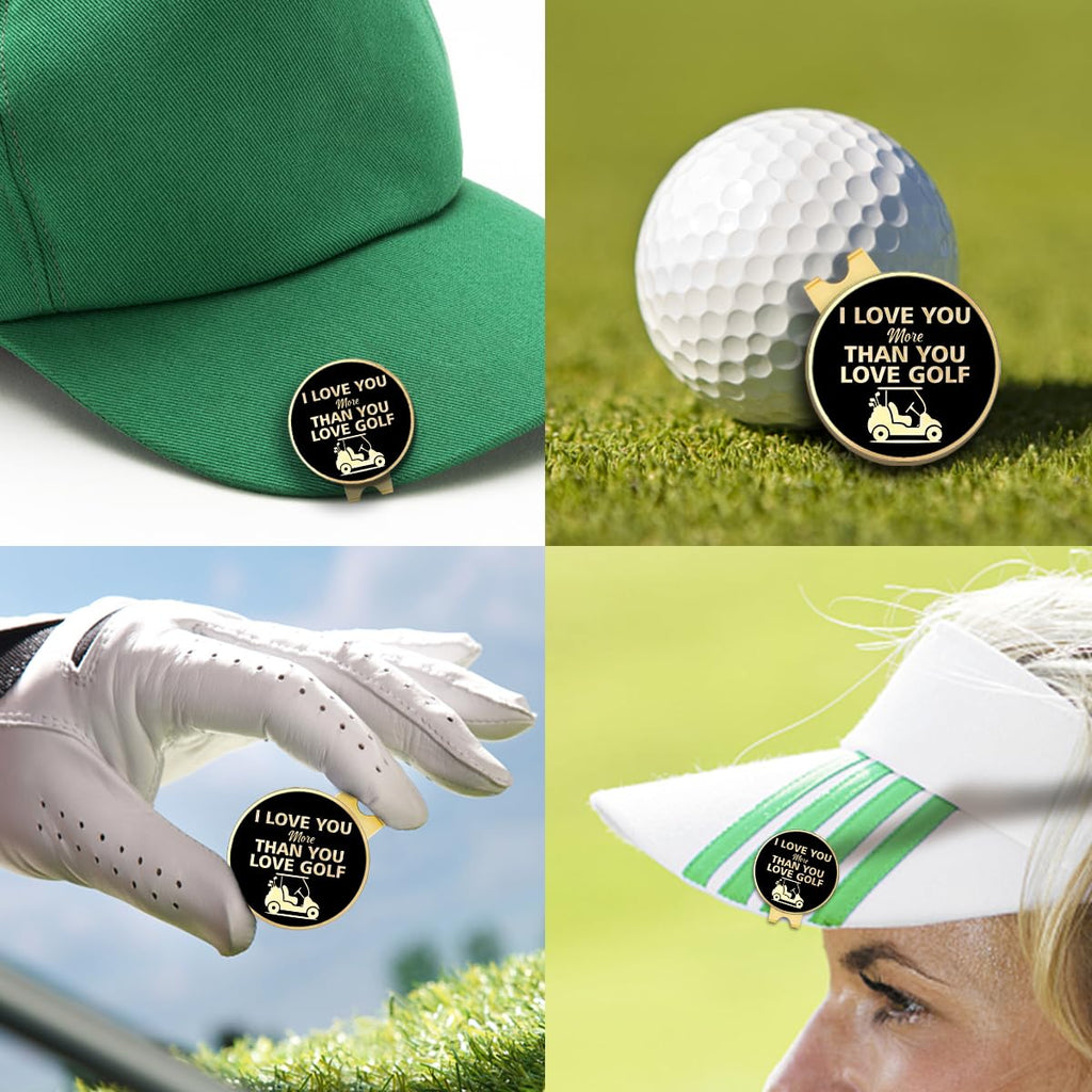 Geygie I Love You More Than You Love Golf Black Gold Golf Ball Marker With Magnetic Hat Clip, Golf Accessories For Men Women, Go